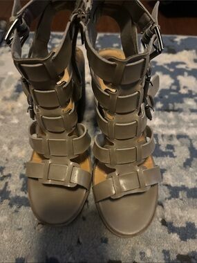 Rampage Taupe Gladiator Heeled Sandals